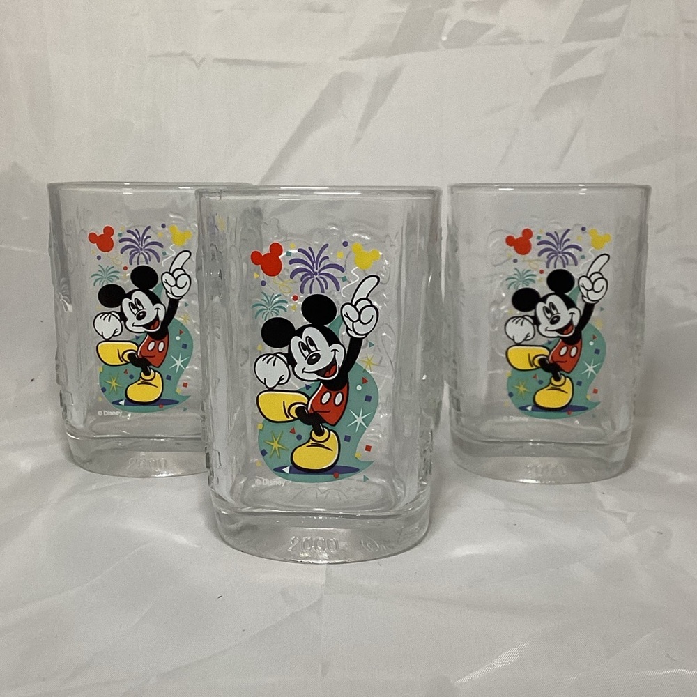 3 Walt Disney 2000 Celebration Glass Cups